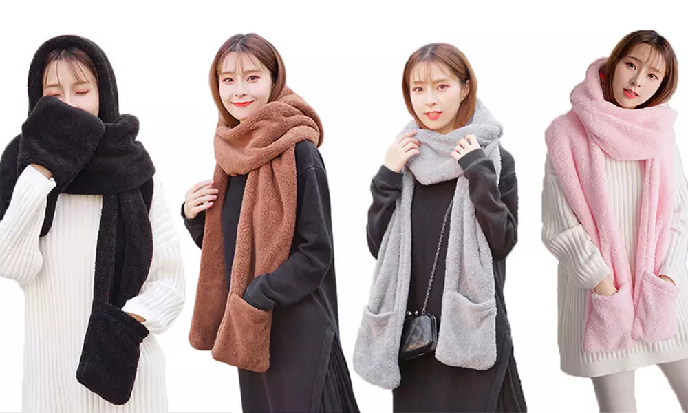 3-in-1 Kapuze, Schal und Handschuhe