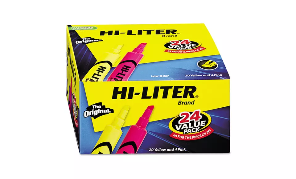 24-Pack of Hi-Liter Chisel-Tip Highlighters - Primary Image