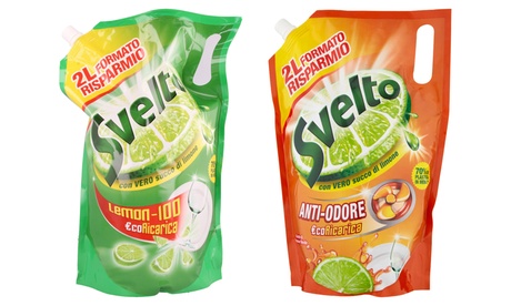 6 o 12 ricariche di detersivo per piatti Svelto disponibili in 2 aromi