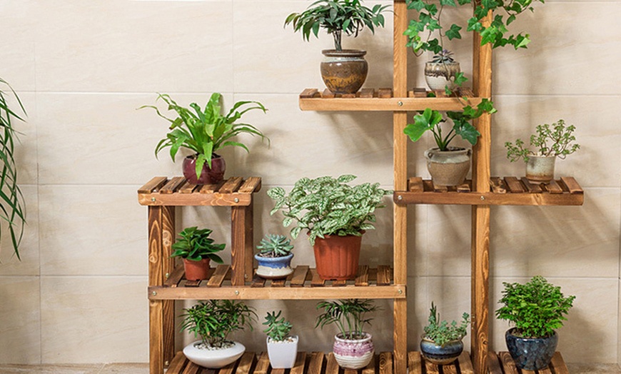 Image 7: 6-Tier Rustic Wooden Plant Stand