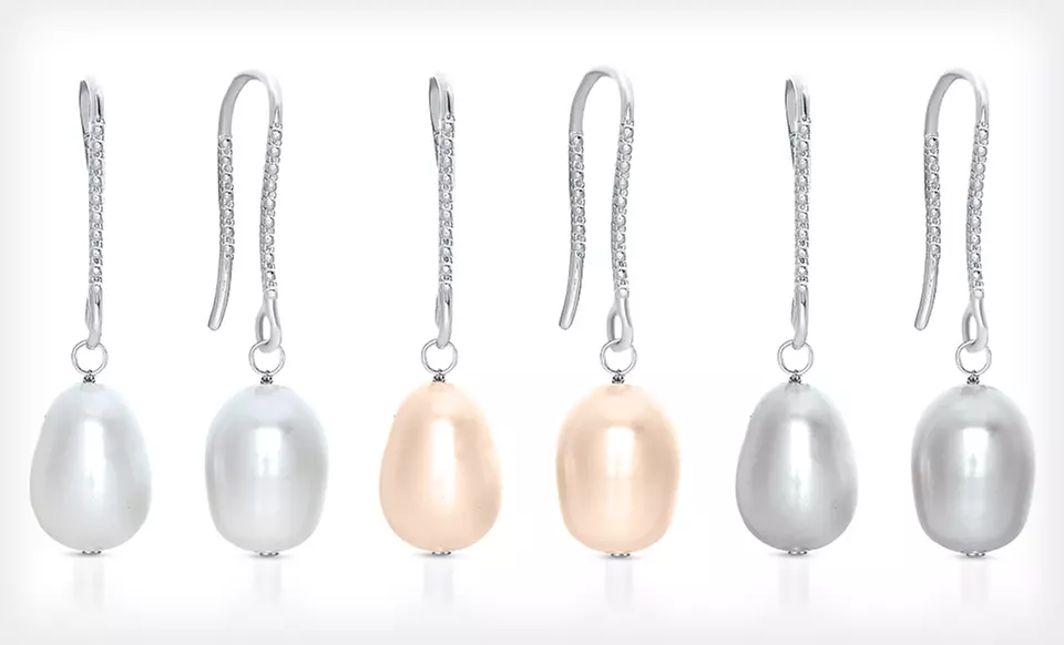 $24 for Pearl Drop Diamond Cut Earrings ($149 List Price). Three Colors Available. Free Shipping and Free Returns. - Primary Image
