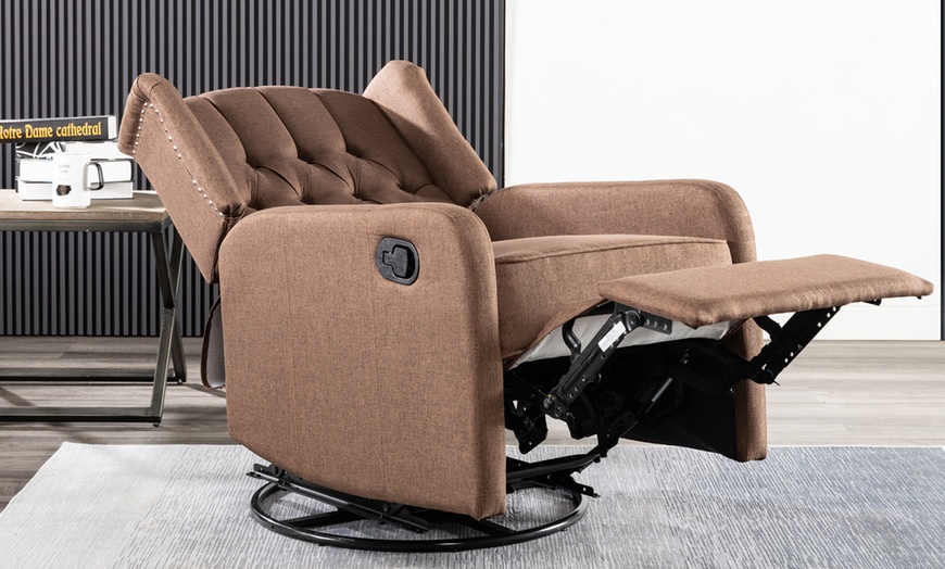 Image 11: Manual Swivel Fabric Recliner Chair