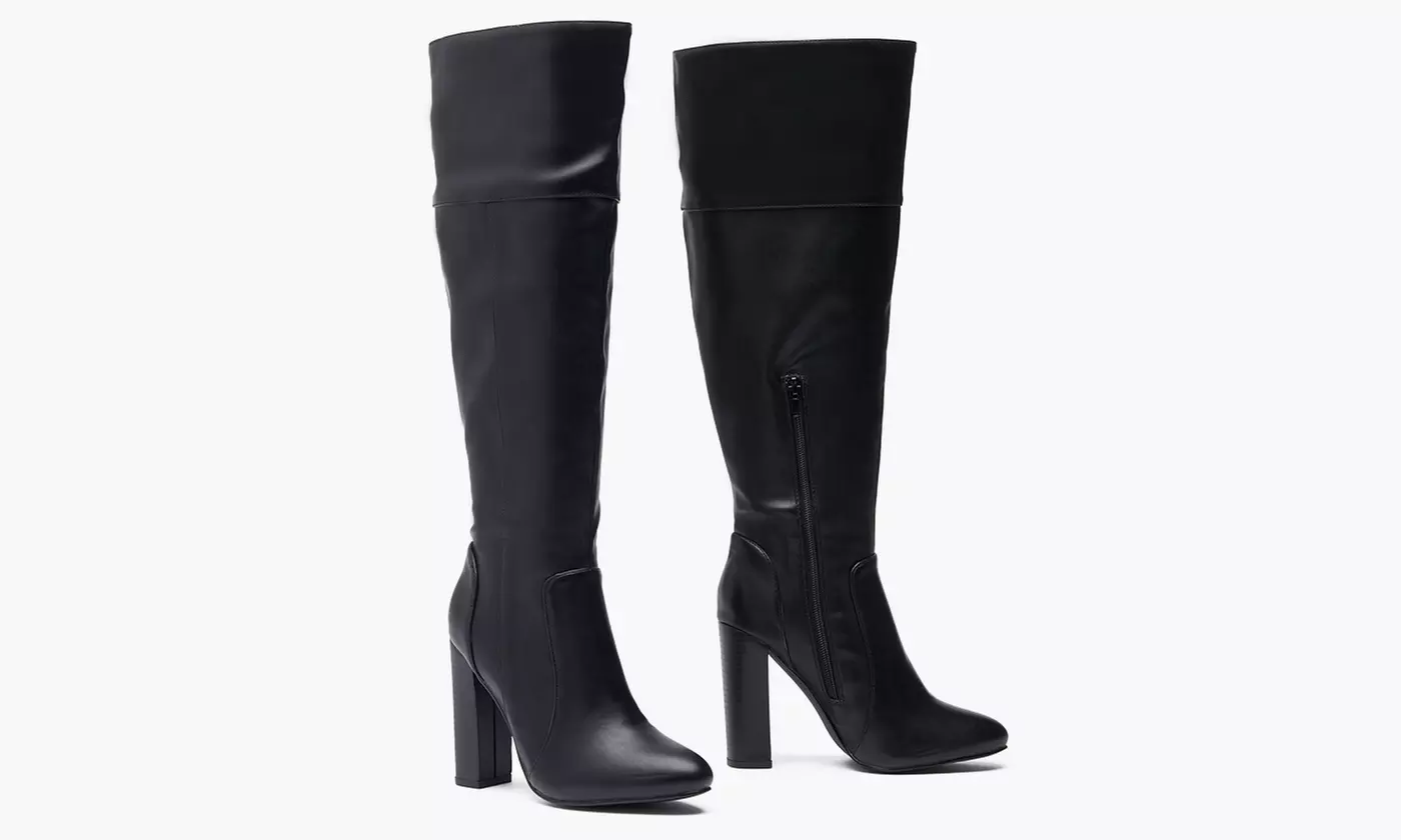 Sociology Women's High-Heel Wide-Calf Boots | Groupon Exclusive (Size 11) - Second Medium