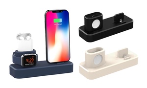 Three-in-One Silicone Charging Station for Apple Devices