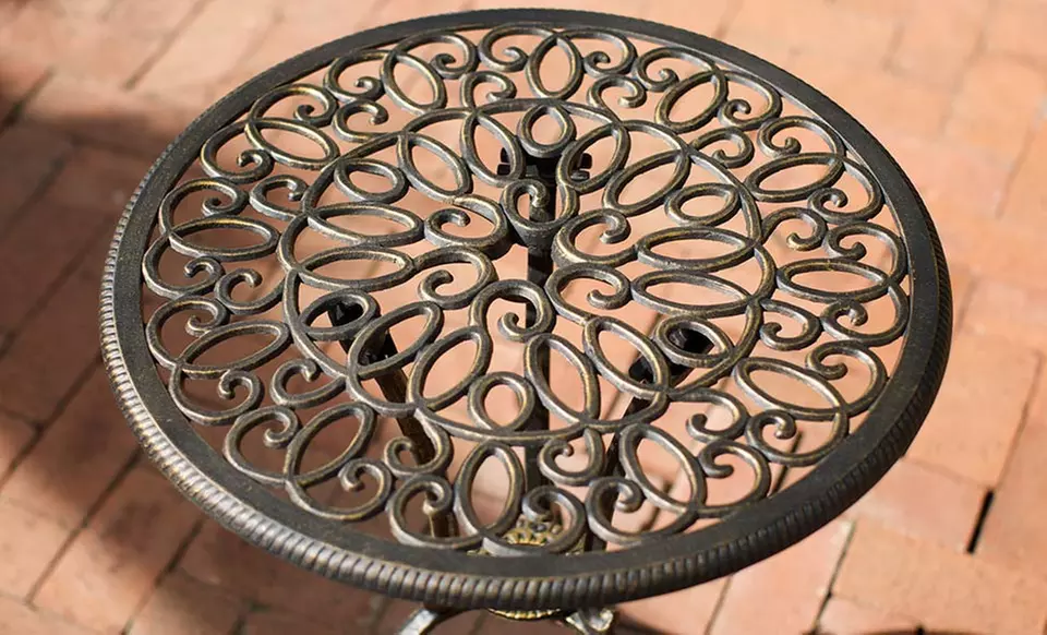 Windsor Dark-Gold Cast Aluminum 3-Piece Bistro Set. Free Returns. - Second Medium