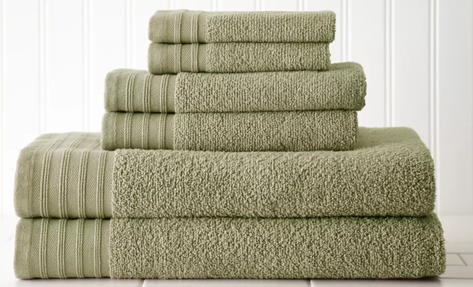 6-Piece Quick-Drying 100% Cotton Towel Set. - Primary Image
