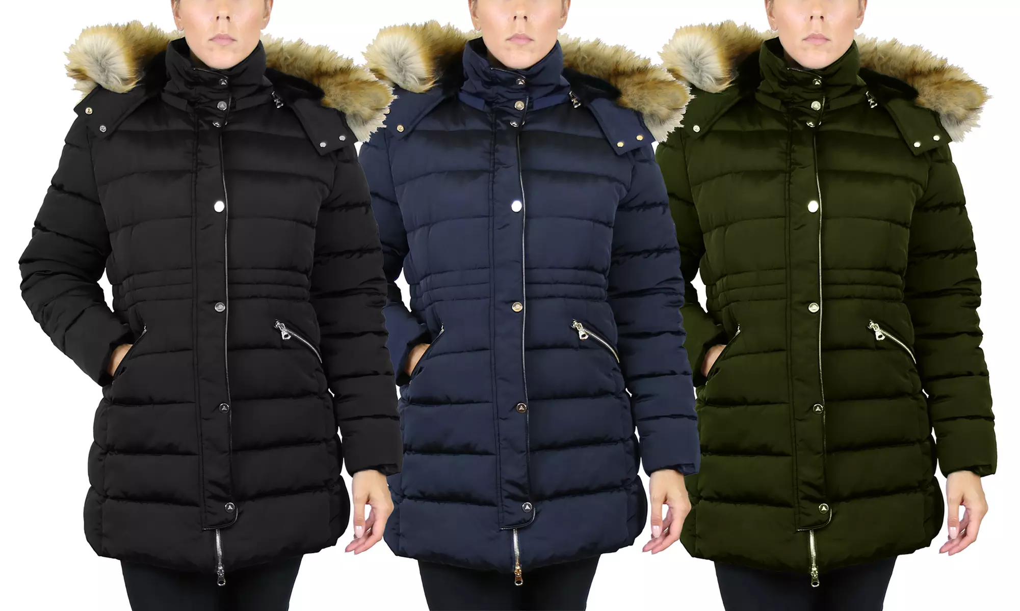 Galaxy Spire Women's Heavyweight Parka with Detachable Fur Hood. Plus Sizes Available. - Primary Image