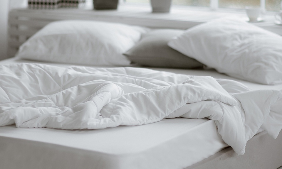IlGruppone Completo Letto Matrimoniale 100% Cotone Bianco - Lenzuola Con Angoli Per Hotel E B&B - Made In Italy