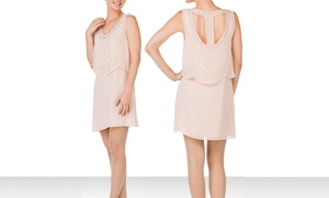 Pearl by Georgina Chapman of Marchesa Layered Embellished T-Back Dress