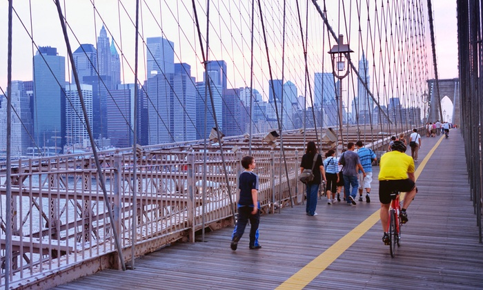 biking across brooklyn bridge