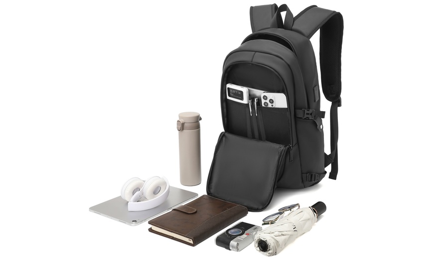 Image 9: KONO PVC Coated Water-Resistant Backpack Travel Business Laptop Bag