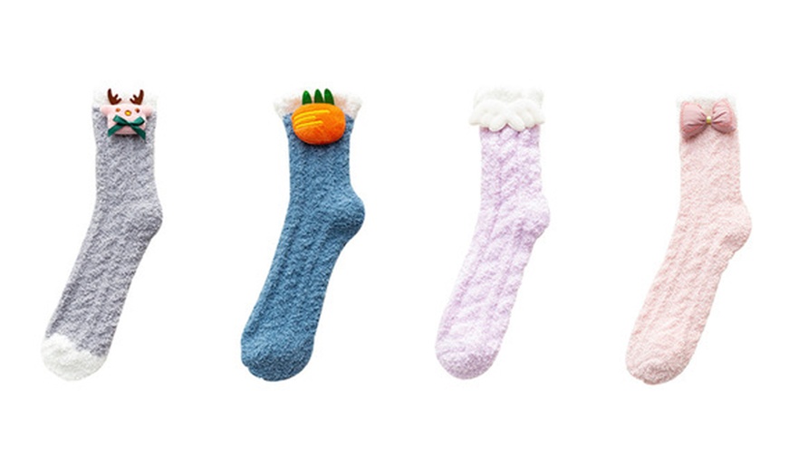 Image 7: Four or Five Pairs Coral Fleece Socks