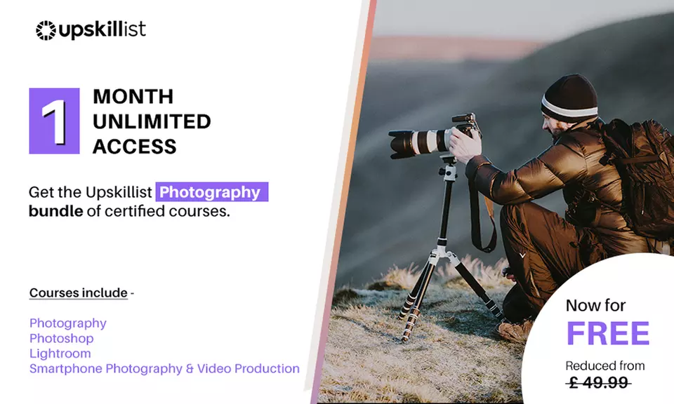 1-, 3-, 6-Month or Unlimited Access to Photography Online Course Bundle from Upskillist - Certified Online Courses - Primary Image