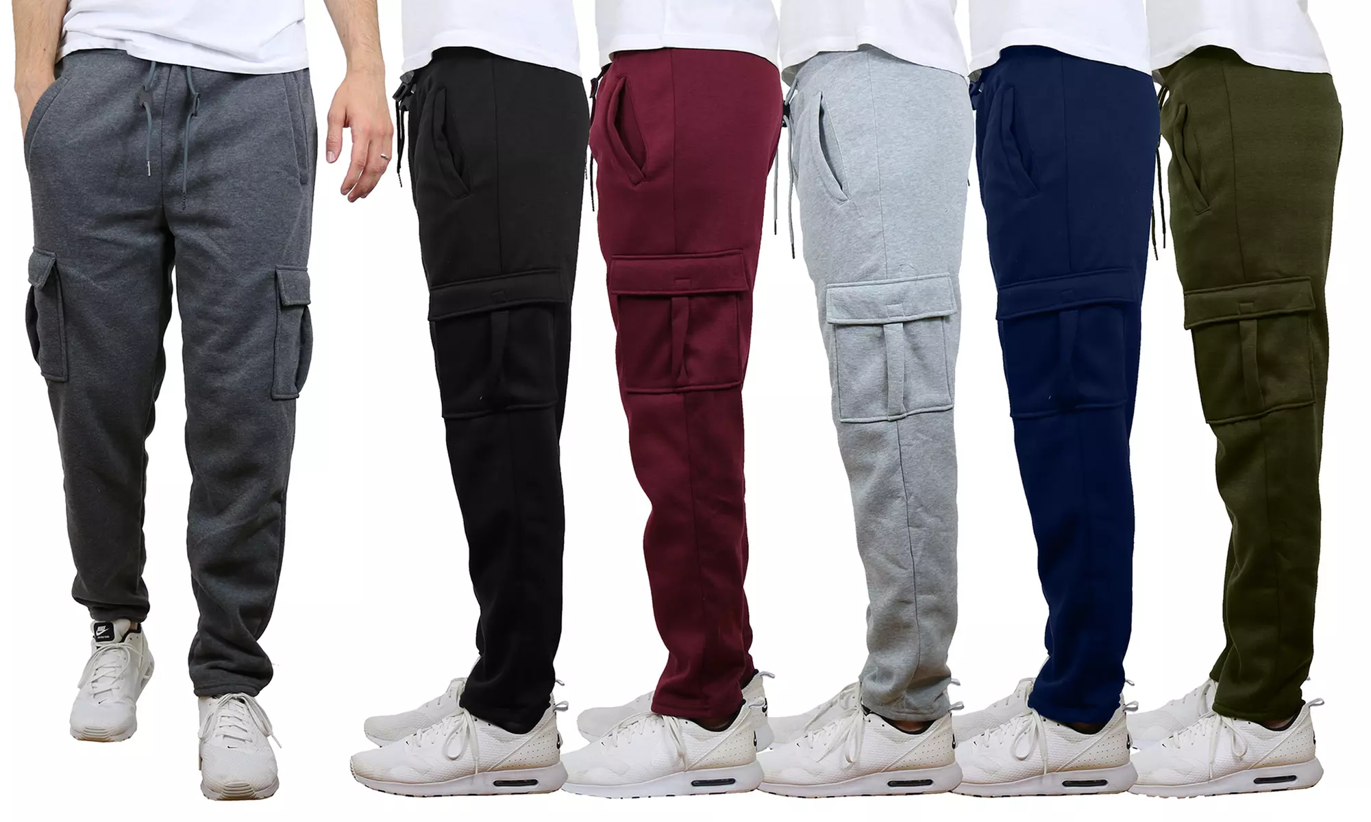 3-Pack Men's Cargo Fleece Jogger or Open Bottom Sweatpants (S-2XL) - Primary Image