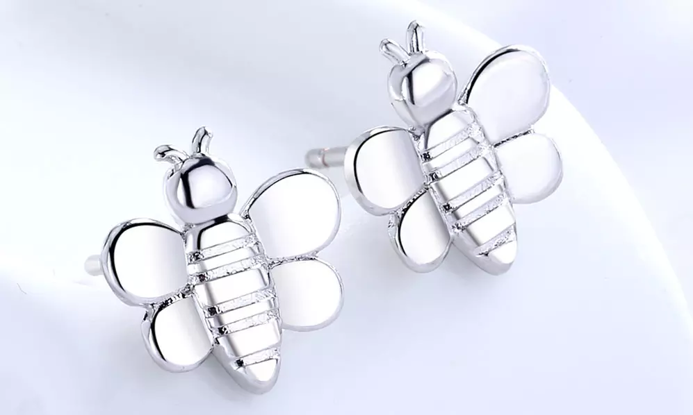 Sterling Silver Bee Stud Earrings by Amy & Annette - Primary Image