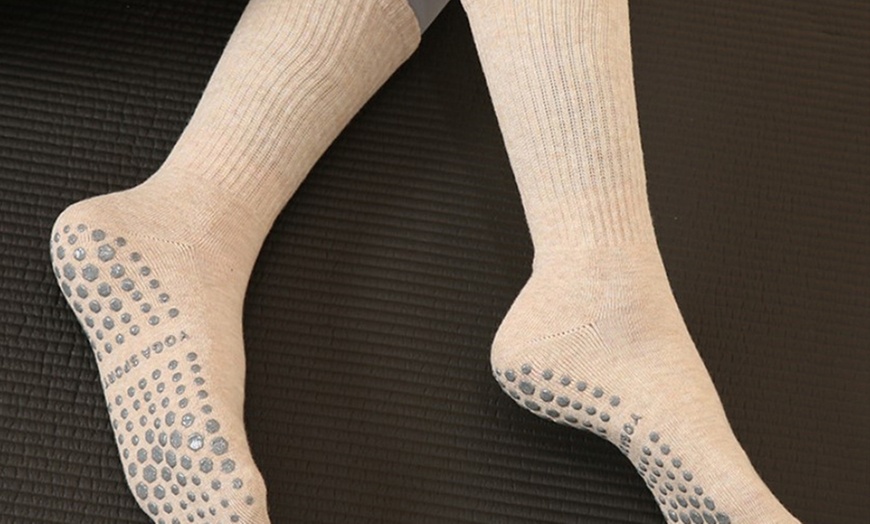 Image 6: One, Three or Six Pairs Non-Slip Socks With Grippers for Yoga