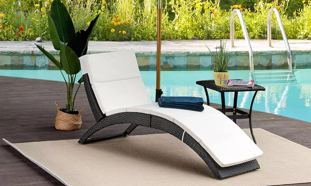 Outsunny Rattan Sun Lounger in choice of colours - Primary Image