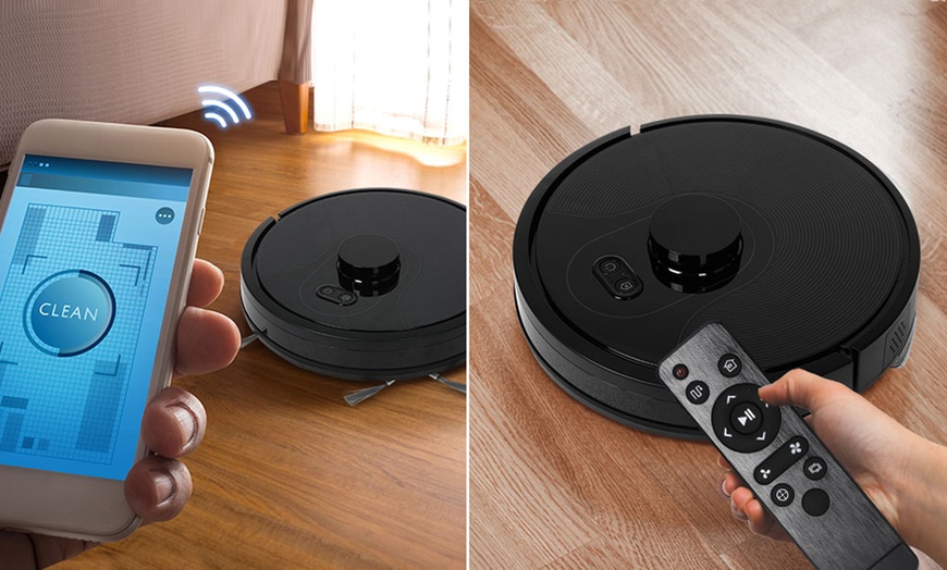 Image 4: Black Robot Vacuum Cleaner