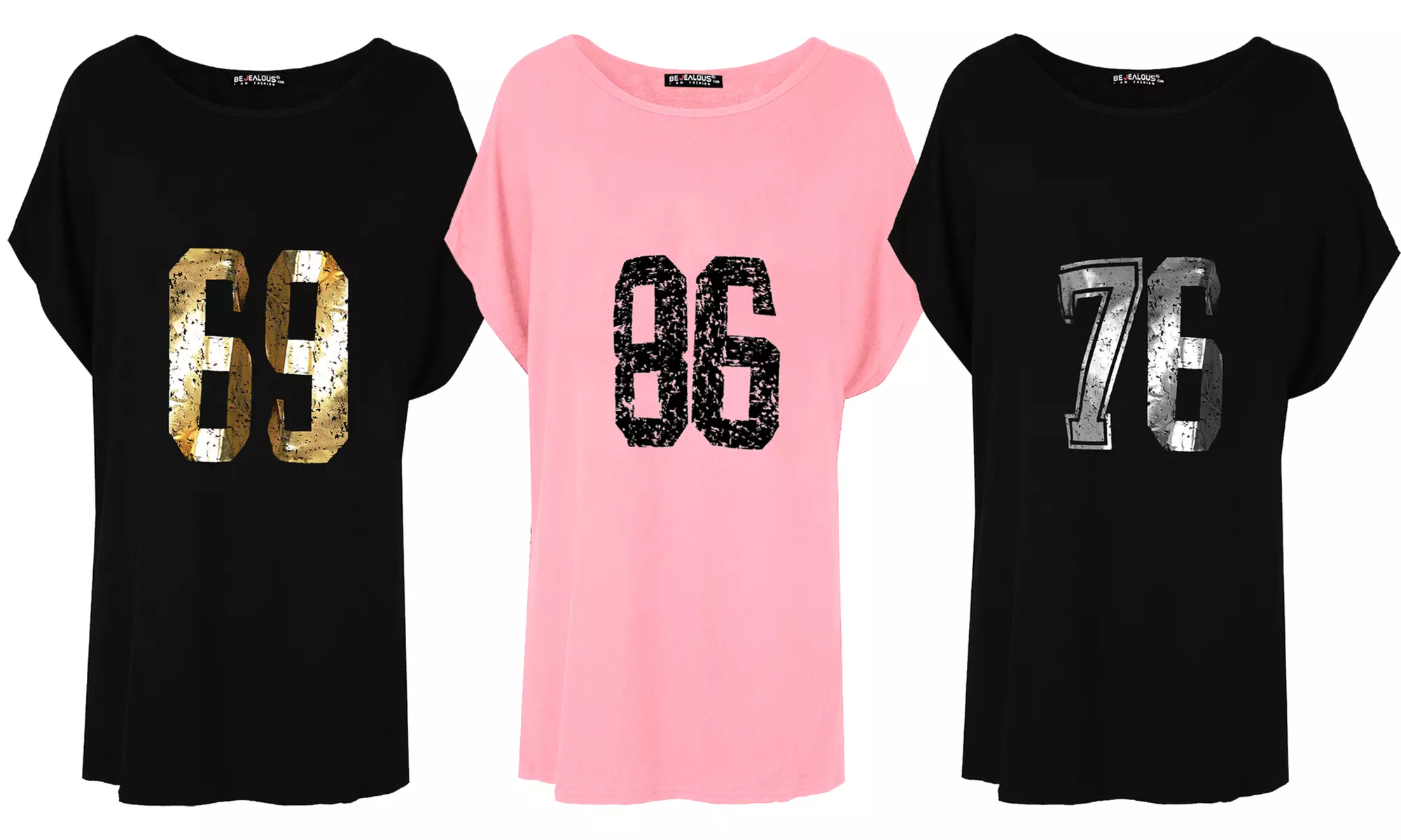 T-shirt oversize avec imprimé nombre et manches chauve-souris, pour femmes - Primary Image