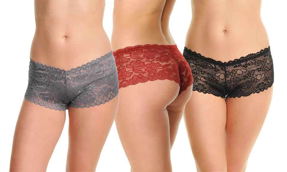 Angelina Lace Cheeky Style Booty-Shorts Women's Panties (6-Pack) - Primary Image
