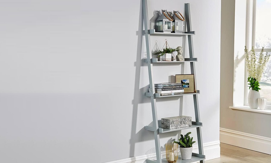 Image 11: Three or Five Tier Storage Ladder Shelves