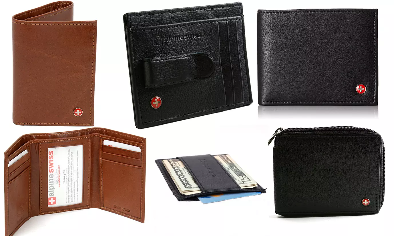 Alpine Swiss Men's Genuine Leather Wallets, Money Clips, and RFID-Blocking Wallets - Primary Image
