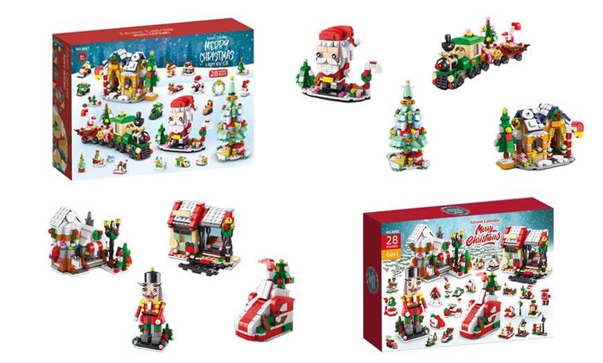 Image 1: Six in One Christmas Advent Calendar Building Blocks