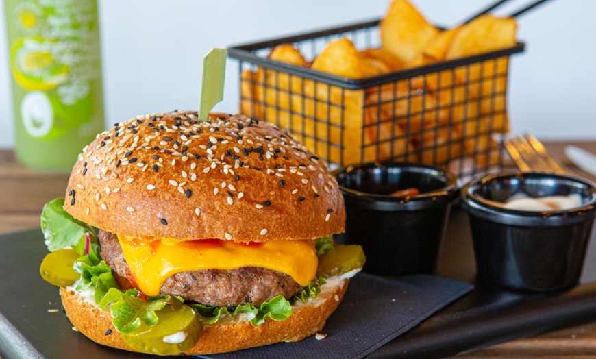 Image 1: Burger and Chips with Drink