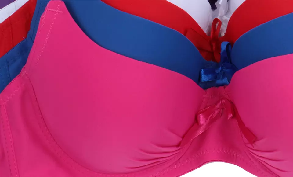 6-Pack of Ruched Microfiber Bras in Assorted Colors. Multiple Sizes Available. - Second Medium