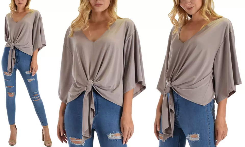 Lyss Loo Sea Day Women's Oversized Front-Tie Top - Second Medium