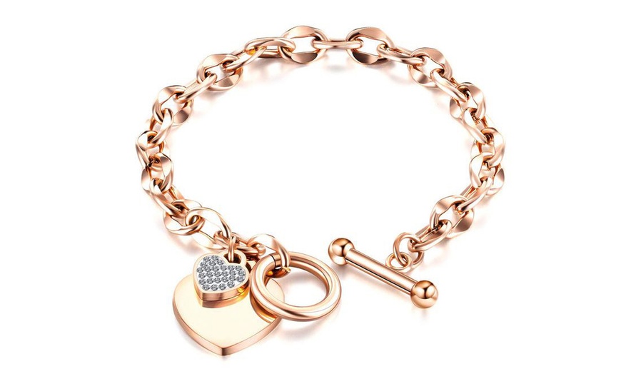 Image 8: Braccialetti a forma di cuore con cristalli Premium 