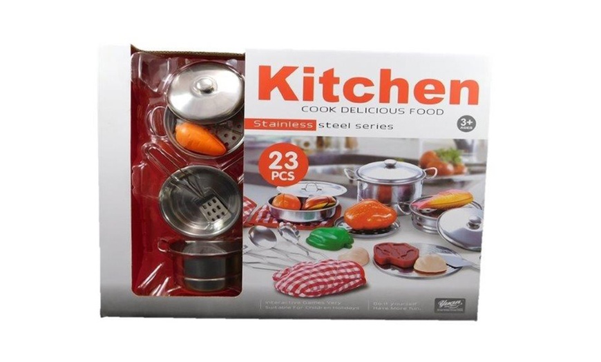 Image 2: 23-Piece Toy Stainless Steel Kitchen Set