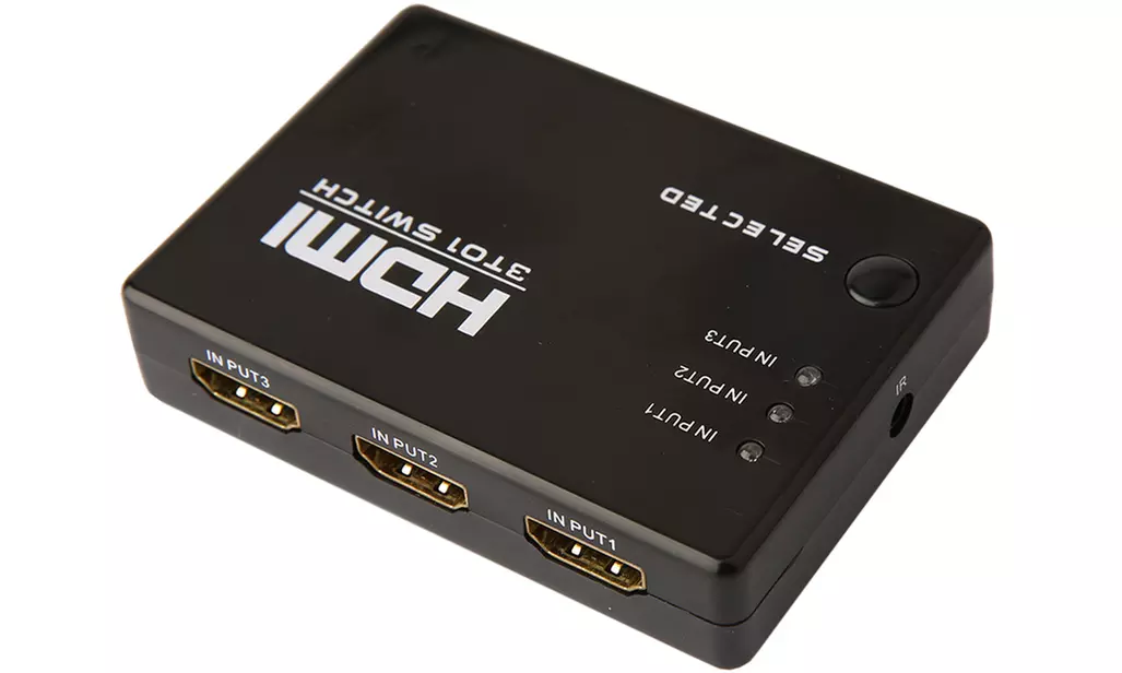 Elektronischer HDMI-Schalter mit 3 Anschlüssen und Fernbedienung - Primary Image