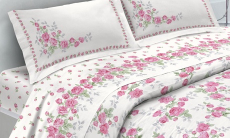 Completo lenzuola Made in Italy in cotone, disponibile in 5 misure e varie fantasie