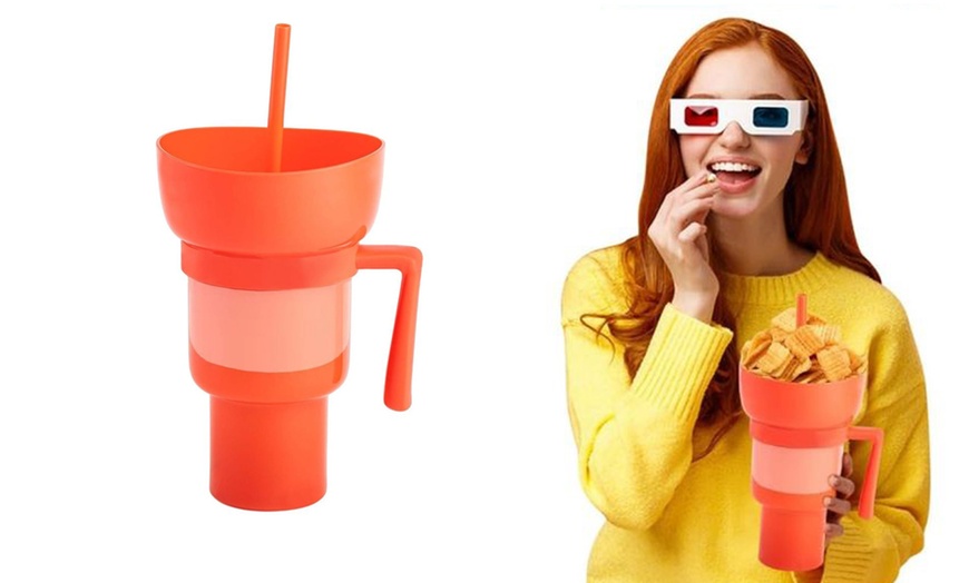 Image 3: Two-in-One Cup Bowl Combo with Straw