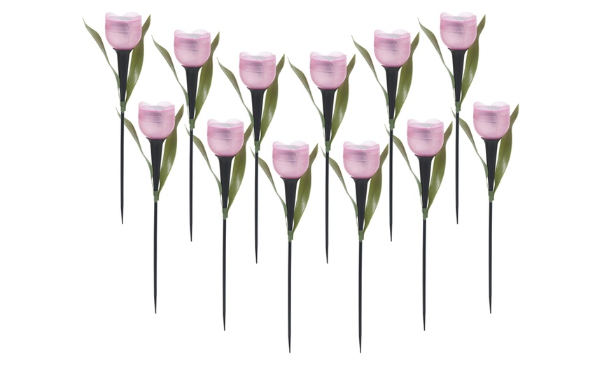 Image 17: Set of 6 or 12 Tulip-Shaped Garden Solar Lights