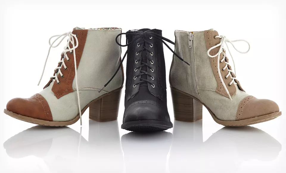 $44.99 for Bucco Two-Tone Spring Lace-Up Boots in Black, Cognac, or Sand ($99 List Price) - Primary Image