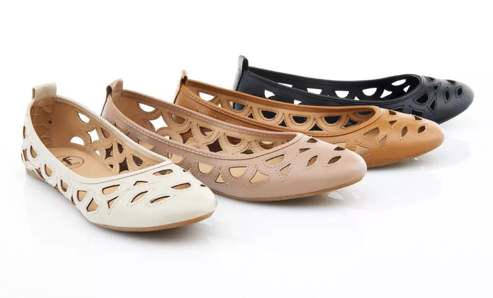 $19.99 for Carrini Women's Cut Out Flats in Black, Nude, Tan, or Taupe ($40 List Price). Free Shipping and Returns. - Primary Image