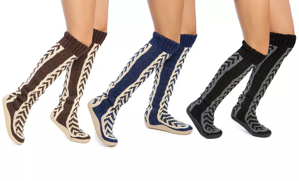 18- or 26-Inch Tire-Tread Pattern Sweater Boots. Multiple Colors Available. Free Shipping and Returns. - Primary Image