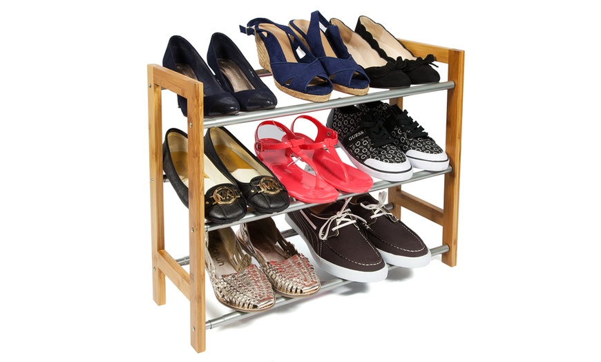 Image 5: Three-Tier Extendable Shoe Rack