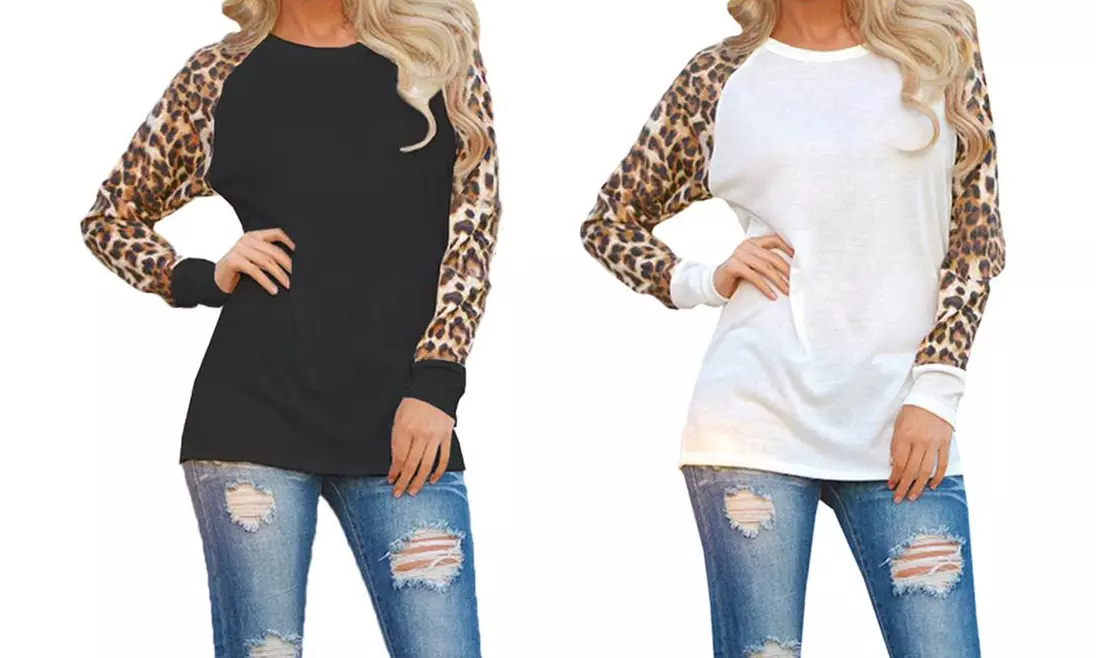 1, 2 ou 3 tops à manches longues à imprimé animal pour femme - Second Medium