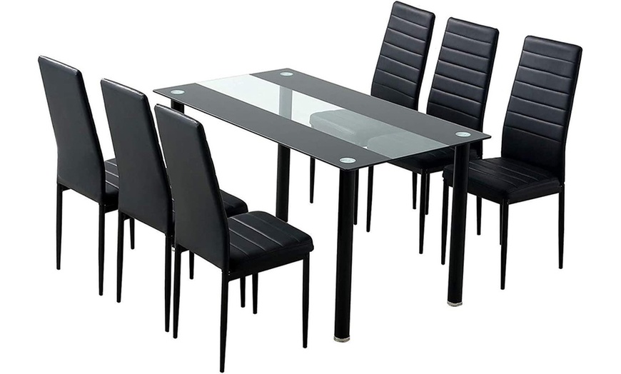Image 3: Glass Dining Table Set with Chair Options