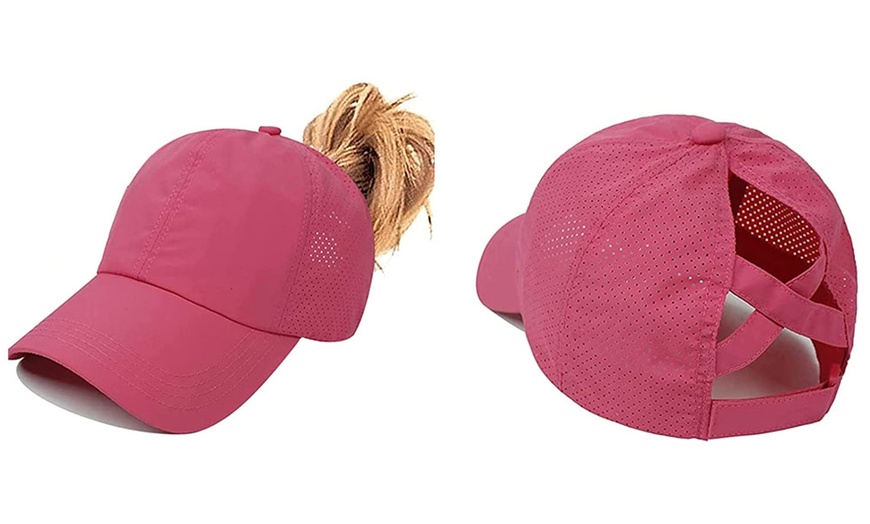 Image 13: Women's Criss-Cross Ponytail Baseball Cap