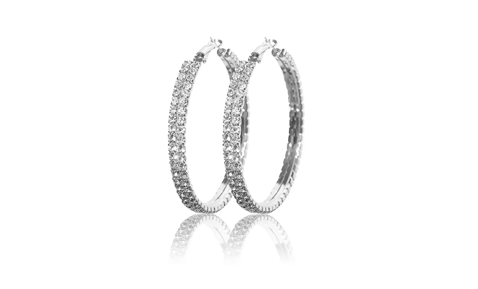 1 or 2 Pairs of Swarovski Elements Double-Row Hoop Earrings - Second Medium