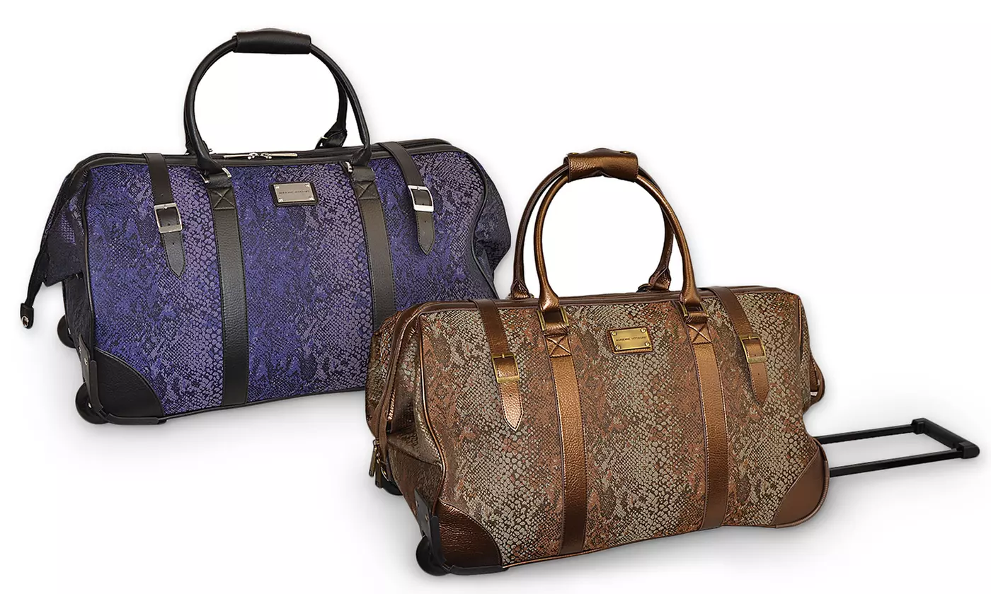 Adrienne Vittadini 22" Python Jacquard Rolling Duffle Bag - Primary Image