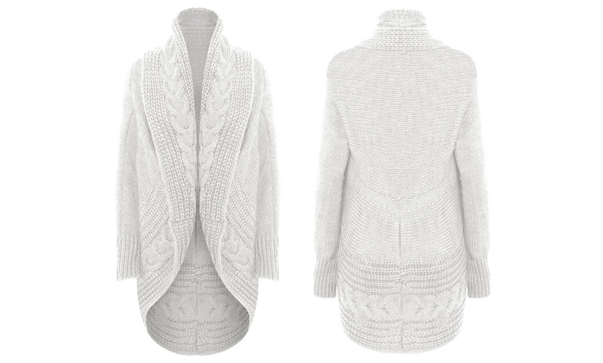 Image 4: Women's Chunky Cable Knit Cardigan