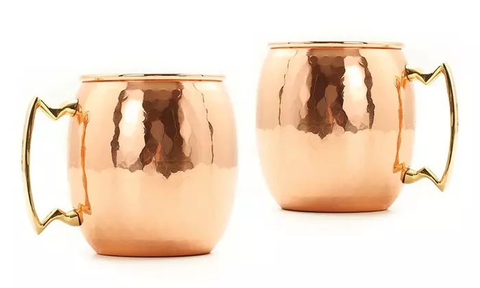 Set of 2 Old Dutch 16 Oz. Hammered or Smooth Copper Moscow Mule Mugs - Second Medium