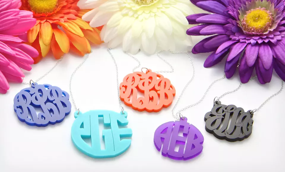 $24.99 for an Acrylic Monogram Necklace with a Sterling Silver Chain ($79 List Price). Free Shipping. - Primary Image