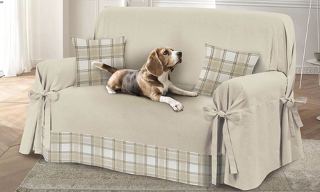 Copridivano con laccetti Scozia Made in Italy disponibile in 3 dimensioni e 2 colori