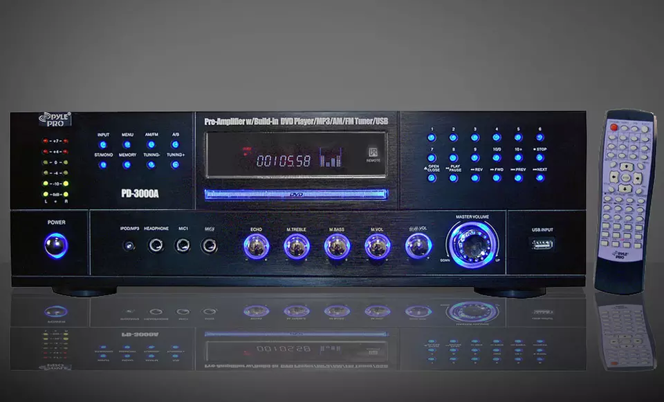 Pyle 1,000- or 3,000-Watt AM/FM Receiver with DVD Player and USB Port from $139.99–$159.99. Free Returns. - Primary Image
